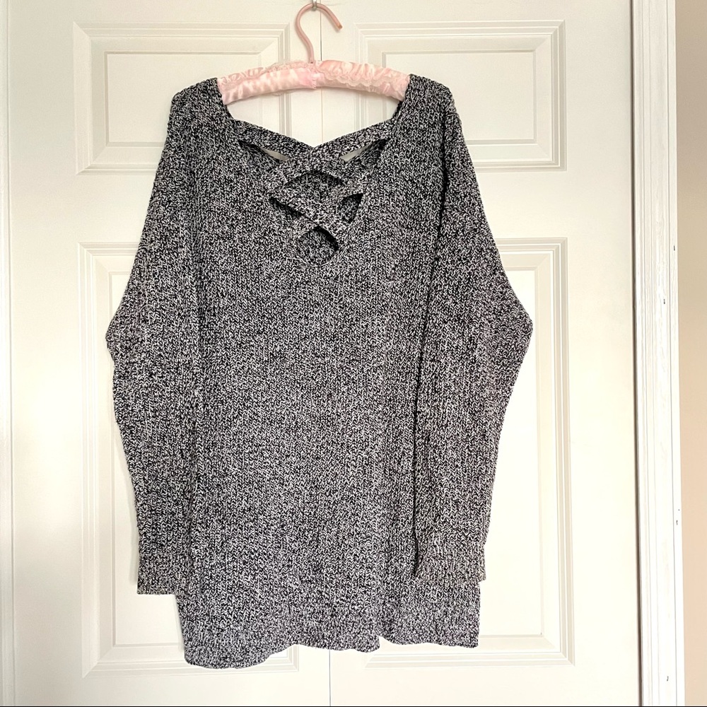 Gray Lattice Back Sweater